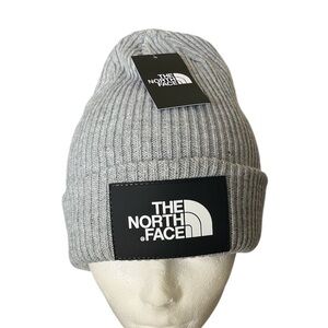 The North Face Cuffed Beanie Gray with Black & White Patch